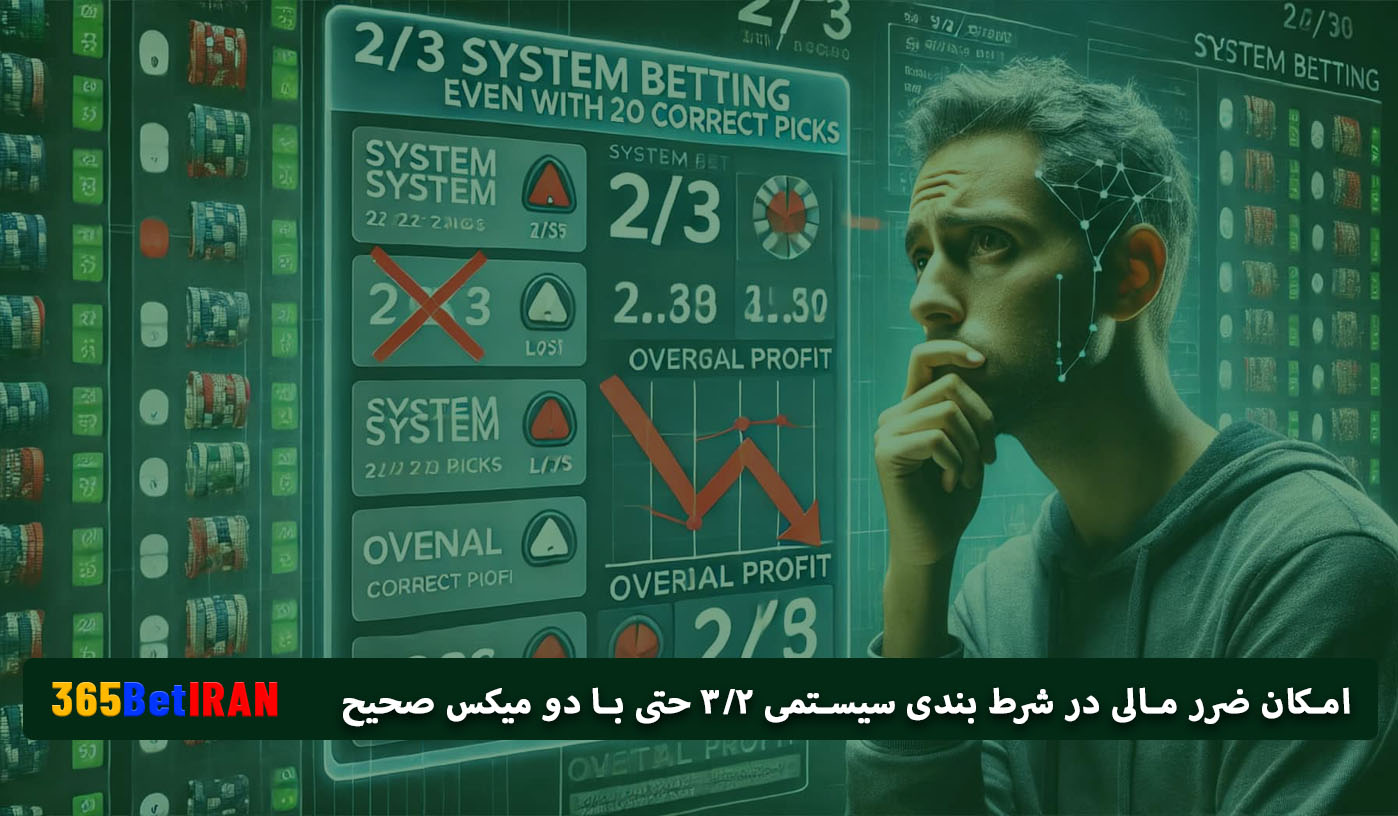 امکان ضرر مالی در شرط بندی سیستمی ۲/۳ حتی با دو میکس صحیح